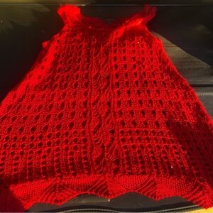 Derek Heart Vibrant Red Crocheted Bohemian Tank Size Small